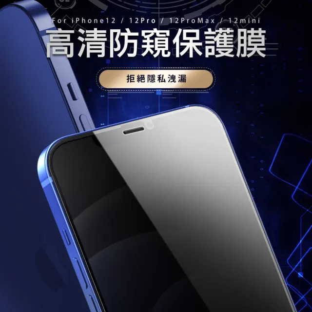iPhone12 12 Pro 滿版保護貼高清防窺手機9H玻璃鋼化膜(3入 12Pro保護貼 12保護貼)