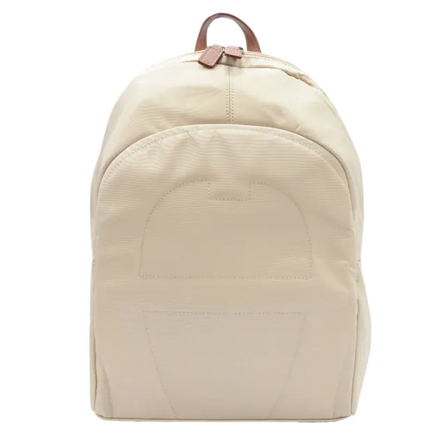 【AIGNER 艾格納】A LOGO尼龍後背包(杏)