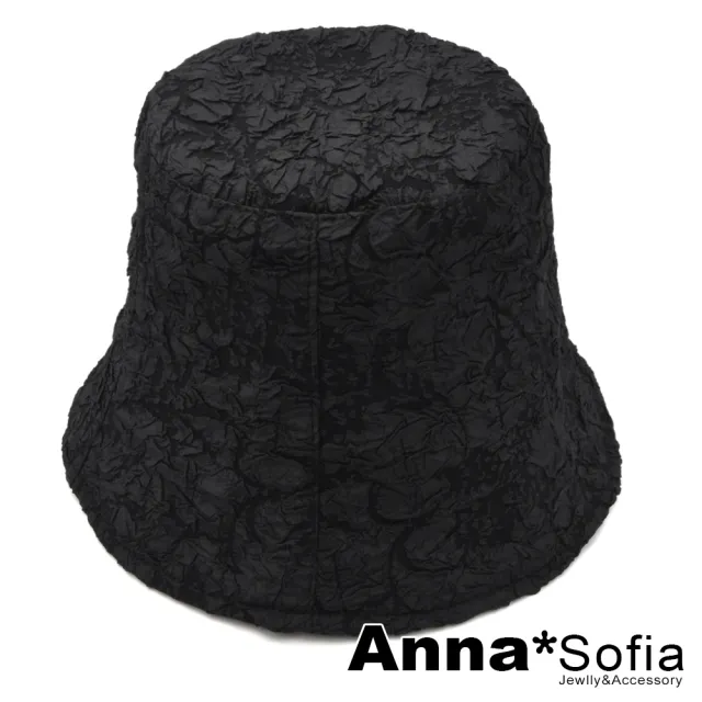 【AnnaSofia】漁夫帽盆帽鐘型帽-山本風暗黑立皺設計 現貨(黑系)