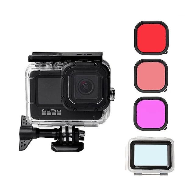 【LOTUS】GOPRO HERO9 HERO10 HERO11 HERO12 HERO13防水殼 潛水盒+觸控後蓋 送3色濾鏡 副廠