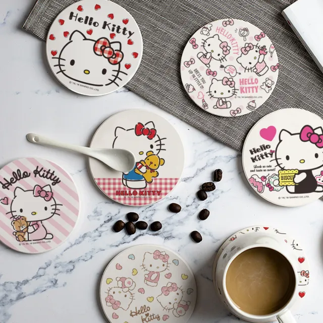 【收納王妃】三麗鷗 Sanrio Hello Kitty珪藻土杯墊2入組 矽藻土 硅藻土(10x10cm)