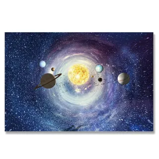 【24mama 掛畫】單聯式 油畫布 星雲 宇宙 星星 無框畫-60x40cm(太空行星)