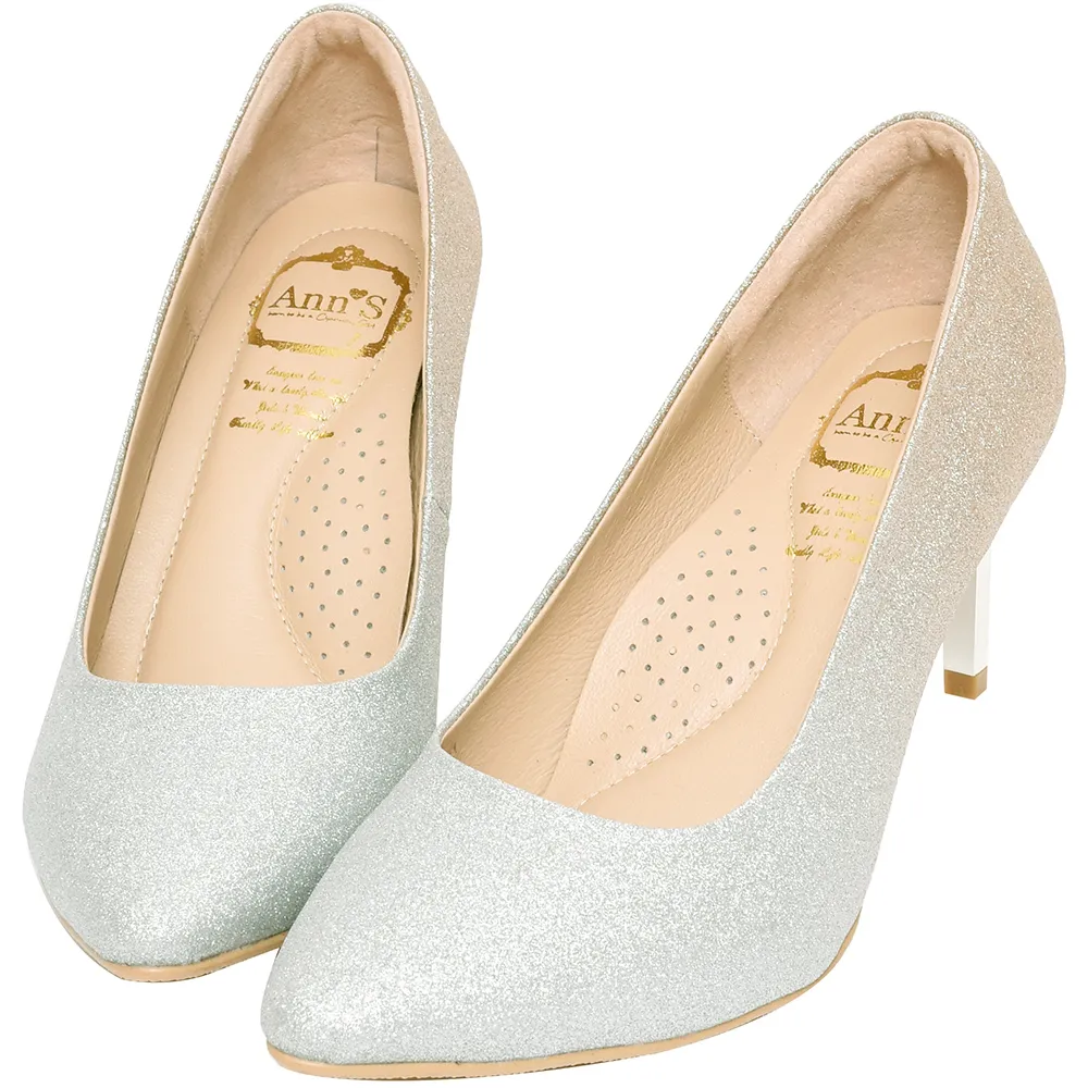 【Ann’S】高雅華麗2.0-漸層色調電鍍鞋跟尖頭高跟鞋7.5cm(金)