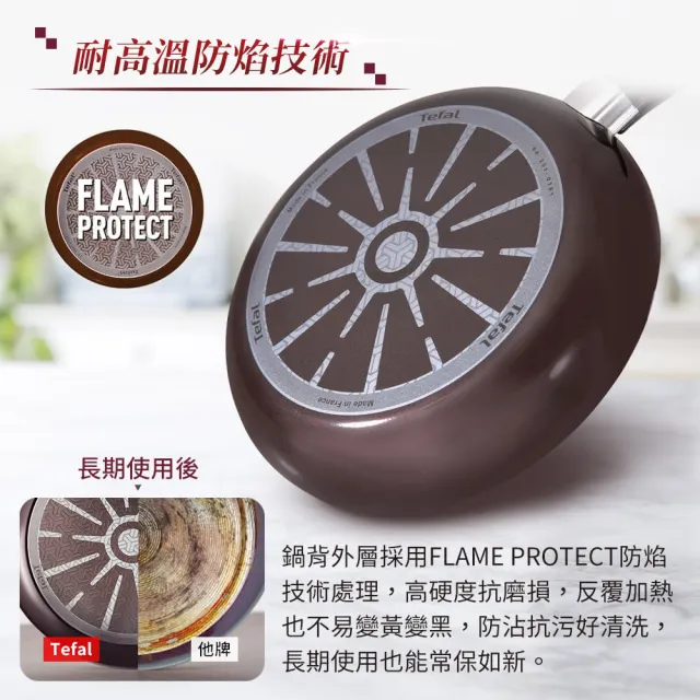 【Tefal 特福】法國製烈焰武士系列32CM不沾鍋平底鍋+玻璃蓋