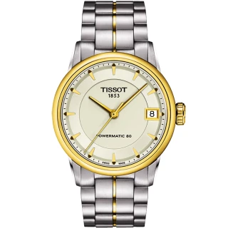 【TISSOT 天梭】T-Classic Luxury機械錶-銀/半金 送行動電源(T0862072226100)