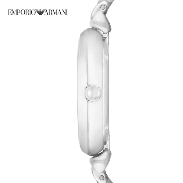 【EMPORIO ARMANI 官方直營】Gianni T-bar 簡約耀眼晶鑽女錶  星空銀交織不鏽鋼鏈帶 32mm AR1925