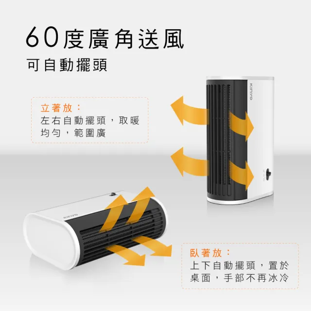 【KINYO】迷你立臥兩用電暖器(保暖必備 EH-80)