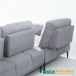 【綠活居】帛琉  現代灰亞麻布L型沙發組合(椅背可前後滑移)