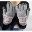 【OT SHOP】手套 女款台灣製雙層3C觸控手套 G1353(雪花圖騰 刷毛內裡 冬季保暖 禦寒手套)