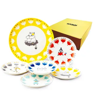 【日本山加yamaka】moomin嚕嚕米彩繪陶瓷淺盤禮盒6入組(MM1000-52)