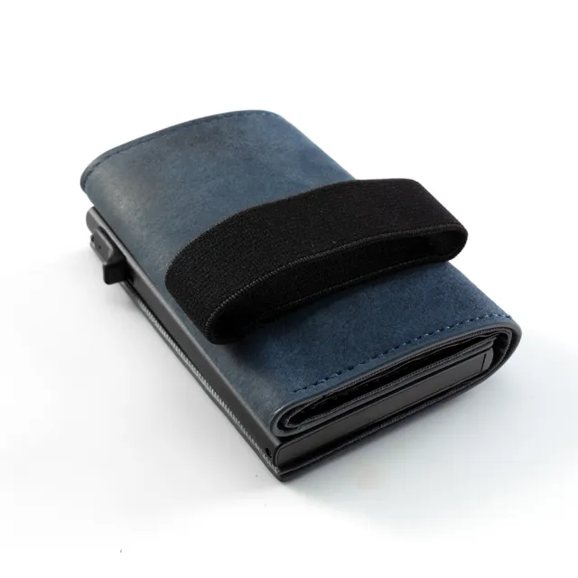 【NIID官方直營】SLIDE2 Vegan Mini Wallet 防盜刷素皮革科技皮夾 靛藍 新年/禮盒/送禮(優質機能包)