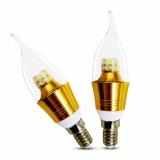 【KISS QUIET】安規5W E14 LED拉尾蠟燭燈/黃光限定-2入(全電壓燈泡/蠟燭燈/美術燈/E14)