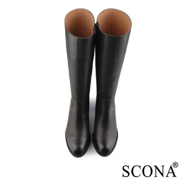 【SCONA 蘇格南】全真皮 簡約率性厚底長靴(黑色 8807-1)