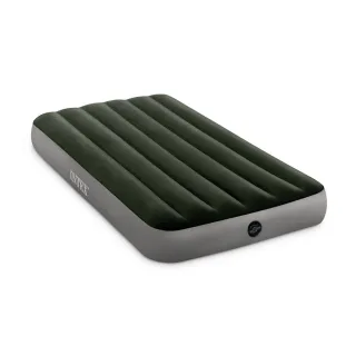 【INTEX】經典單人加大 fiber-tech 充氣床墊 綠絨-寬99cm(64107)