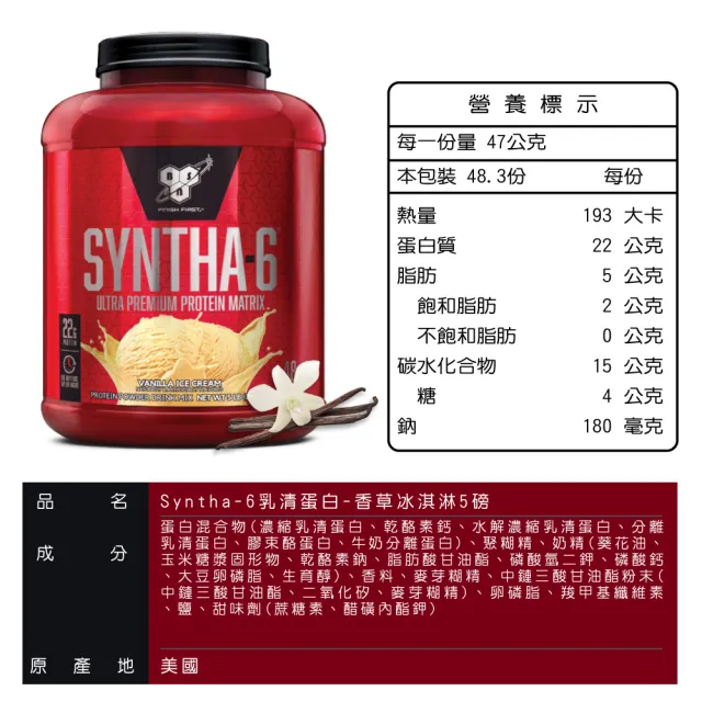 BSN 畢斯恩】Syntha-6 頂級綜合乳清蛋白4.56磅/5磅(多口味可選) - momo