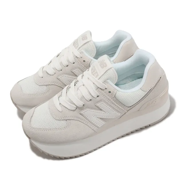 NEW BALANCE】休閒鞋574+ 女鞋米白厚底增高麂皮經典NB 紐巴倫(WL574ZSO