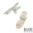 【HELENE SPARK】時尚質感金屬釦寬帶平底涼鞋(綠)