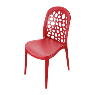 【KEYWAY 聯府】海島風休閒椅-4入 紅(塑膠椅 靠背椅 MIT台灣製造)