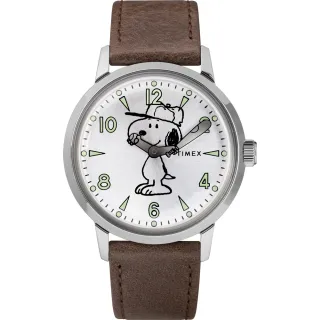 【TIMEX】天美時 x SNOOPY 限量聯名系列棒球款手錶(咖啡 TXTW2R94900)