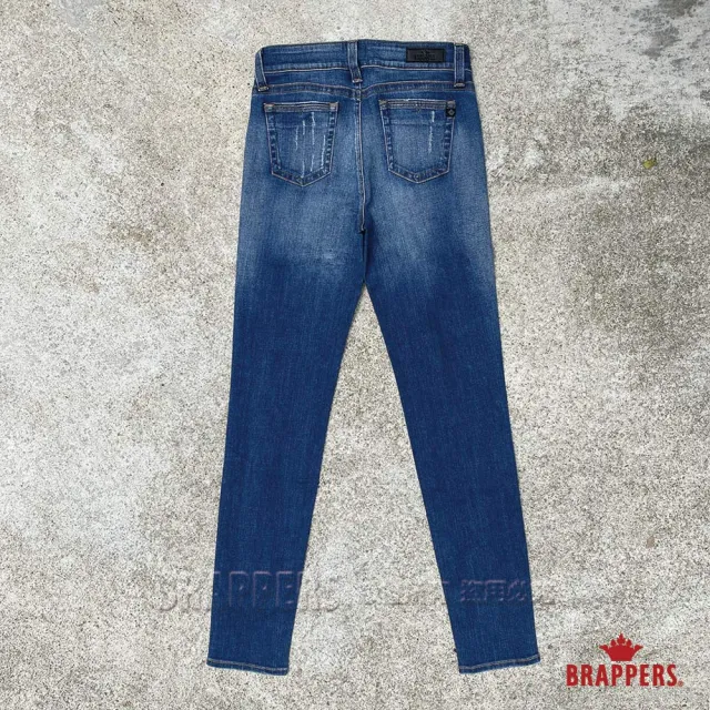 【BRAPPERS】女款 新美腳Royal系列-中腰彈性割破窄管褲(深藍)