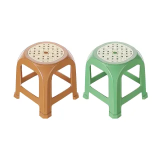 【KEYWAY 聯府】銀藤圓椅-2入 淺褐/綠(塑膠椅 MIT台灣製造)