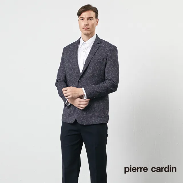 【pierre cardin 皮爾卡登】商務休閒 男款 時尚簡潔休閒西裝外套-深藍色(5205571-39)