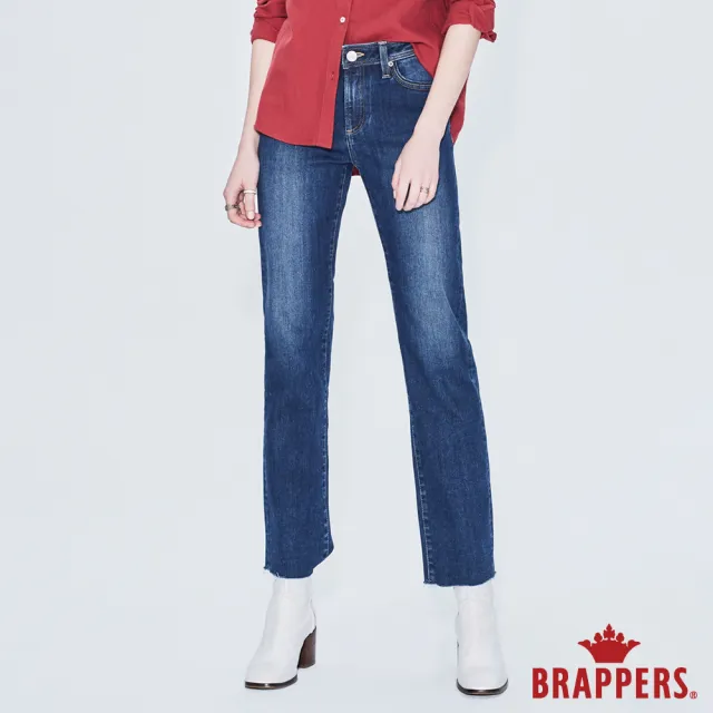 【BRAPPERS】女款 新美腳ROYAL系列-中腰彈性八分直筒褲(深藍)