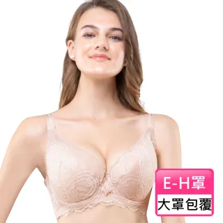 【Swear 思薇爾】香緹女伶系列E-H罩蕾絲包覆大罩女內衣(瑰晨膚)