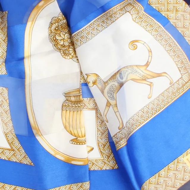 【LANVIN 浪凡】古典歐風宮廷擺飾方型絲巾(藍色)
