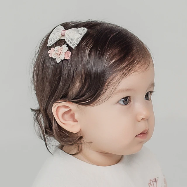 【Happy Prince】韓國製 Lavender女嬰兒童髮夾2件組(女童髮飾蝴蝶結蕾絲花)