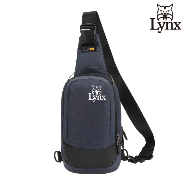 【Lynx】美國山貓極簡休閒防潑水布包單肩包 胸包(深藍色)