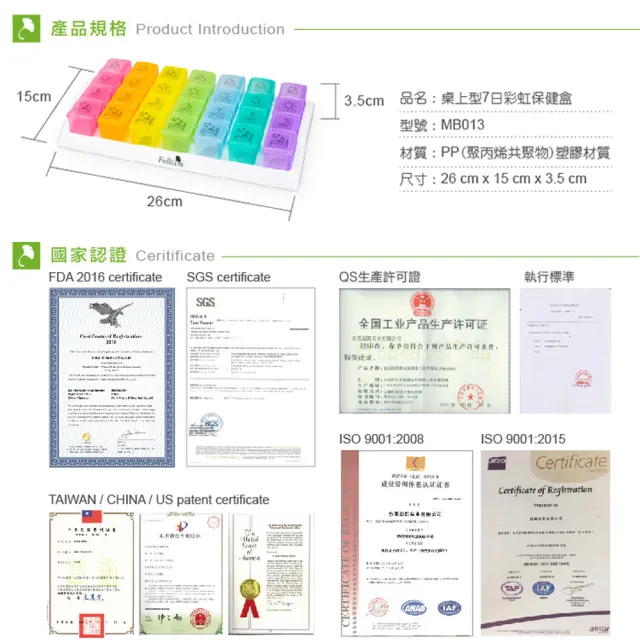 【fullicon】護立康桌上型7日彩虹保健盒組(藥盒)