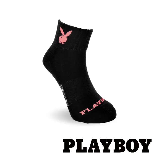 【PLAYBOY】網狀透氣女運動短襪-黑(運動襪/女襪/氣墊襪/慢跑襪/短襪)