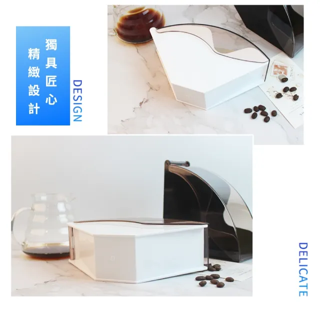 【咖啡美學】防塵防潮咖啡濾紙收納盒(可放100張 大容量 紙巾架 咖啡用品 過濾紙 扇形濾紙 紙巾盒 濾紙架)