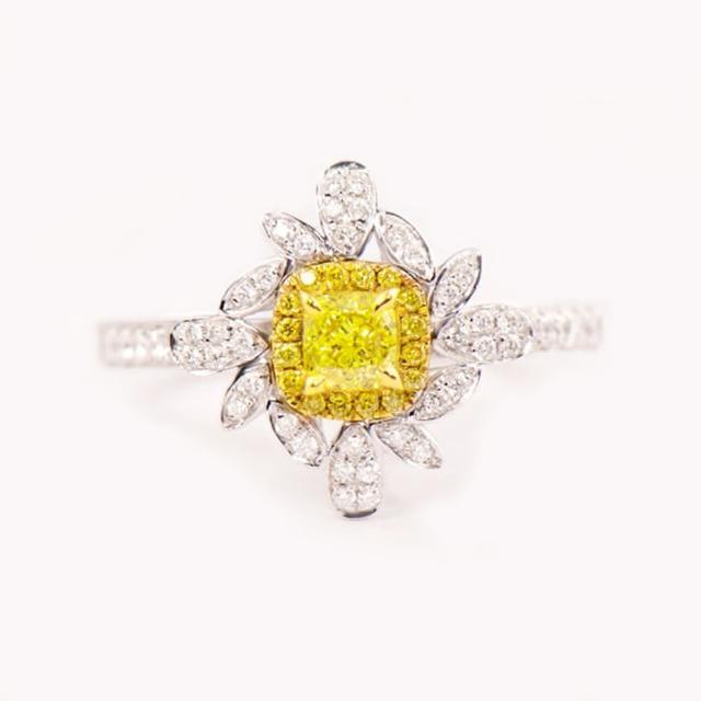 【禾美珠寶】0.30ct 天然濃彩黃彩鑽戒指SN678(Fancy Intense Yellow)