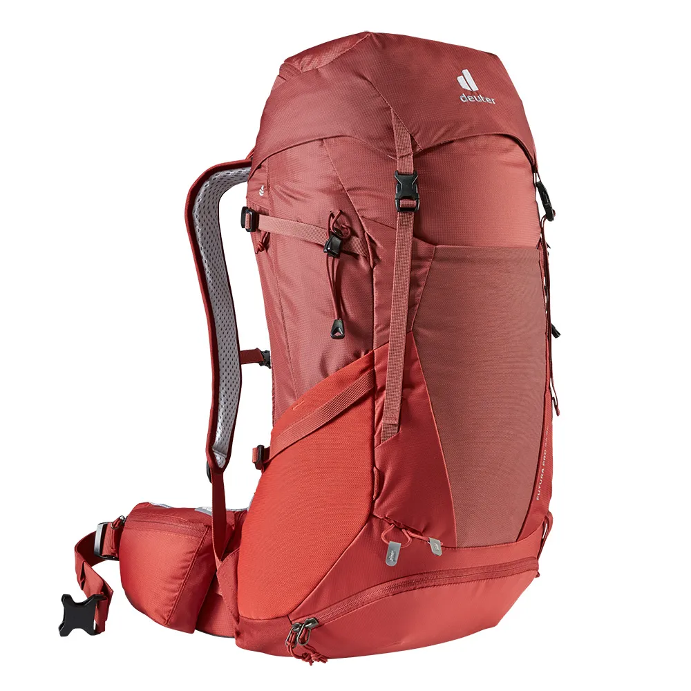 【deuter】FUTURA PRO 34SL 透氣網架背包(3401021岩漿紅/戶外露營/休閒健行/自助旅行/登山包)