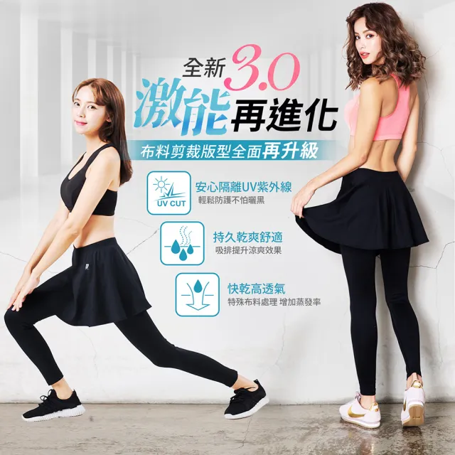 【GIAT】台灣製MIT激能3.0排汗防曬彈力裙褲(S-XL)