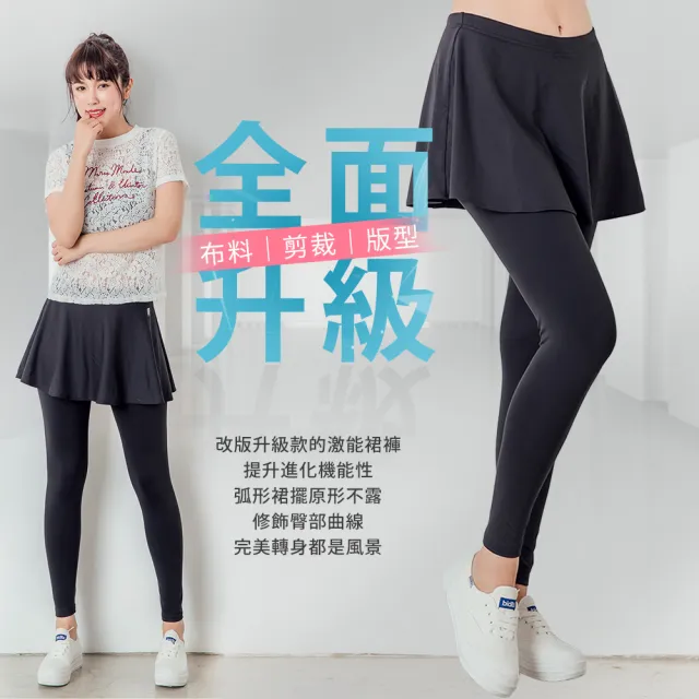 【GIAT 吉亞特】台灣製MIT激能3.0排汗防曬彈力裙褲(S-XL 瑜珈.健身.休閒.跑步.登山)