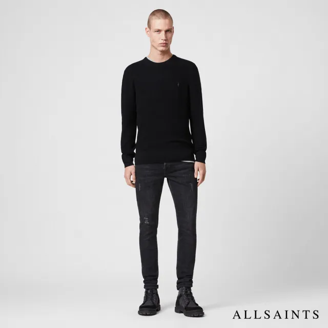 【ALLSAINTS】IVAR MERINO 公羊頭骨刺繡美麗諾羊毛針織上衣-黑 MK034P