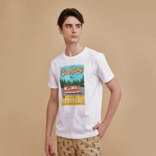 【JOHN HENRY】復古露營車短袖T恤-白