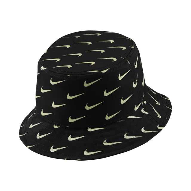 【NIKE 耐吉】漁夫帽 Kids Bucket Hat 童款 遮陽帽 外出 小朋友 滿版勾勾 黑 綠(DC4054-010)