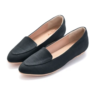 【Diffeny】樂福鞋_MIT素色編織紋平底內增高鞋(黑)