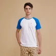 【JOHN HENRY】純棉雙色拼接短袖T恤-藍