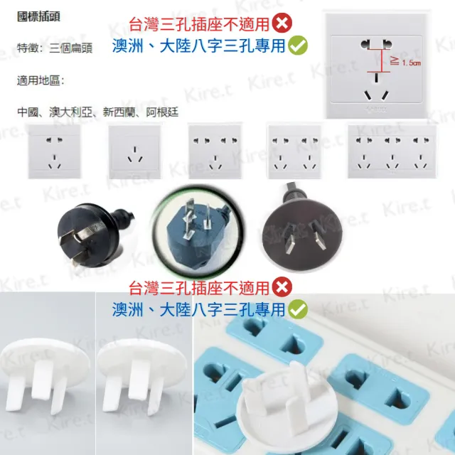 【Kiret】安全插座保護蓋 嬰幼兒童防護 特殊規格八字型三孔插座 防觸電 超值50入(插座蓋 保護蓋 電源蓋)