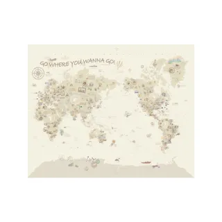 韓國原裝-DIY水貼自黏壁紙世界地圖(文青款)