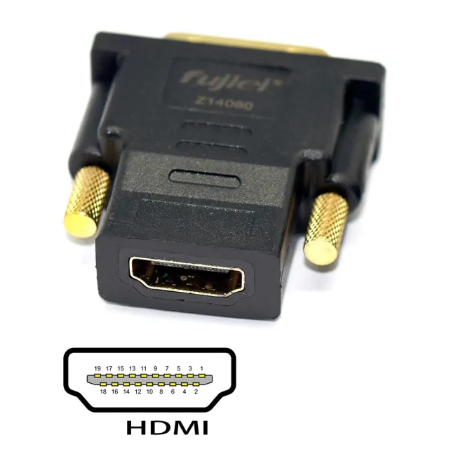 【Fujiei】DVI 24+1公轉HDMI母 轉接頭(DVI-D to HDMI)