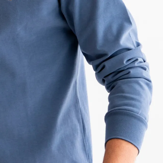 【Arnold Palmer 雨傘】男裝-美式拚色純棉POLO衫(藍灰色)