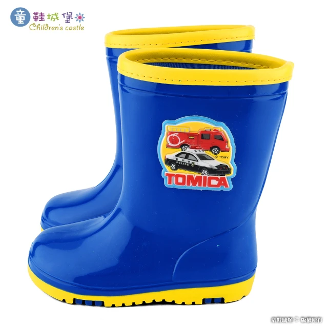 【童鞋城堡】警車X消防車 兒童雨靴 TOMICA多美小汽車(TM7785-藍)