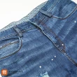 【NST JEANS】限量發售-方形補丁刷破刷色噴漆 歐系修身小直筒牛仔男褲(385-6536)