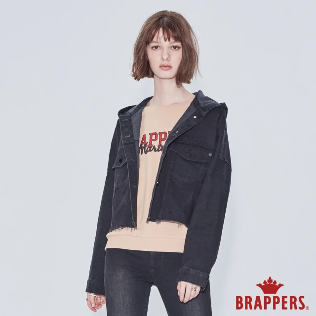 BRAPPERS 女款 BOY FRIEND外套系列-寬版落肩連帽外套(黑)